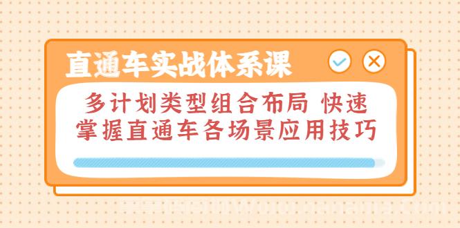 直通车实战体系课：多计划类型组合布局 快速掌握直通车各场景应用技巧