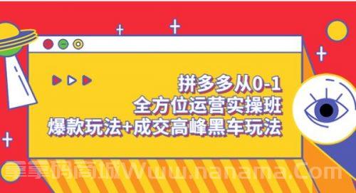 拼多多从0-1全方位运营实操班：爆款玩法+成交高峰黑车玩法（价值1280）