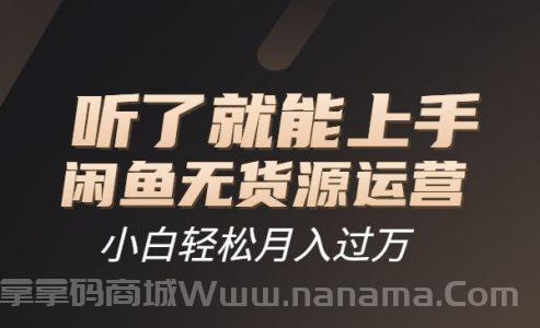 闲鱼无货源运营方案，听了就能上手，小白轻松月入过万