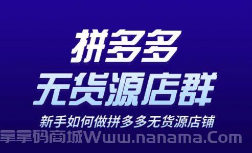 拼多多无货源店群系列课，新手如何做拼多多无货源店铺