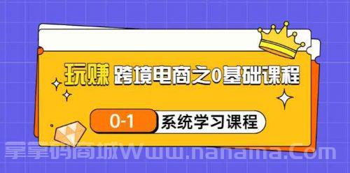 玩赚跨境电商之0基础课程，0-1系统学习课程（20节视频课）