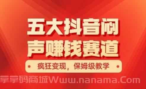 五大抖音闷声赚钱赛道，疯狂变现，保姆级教学