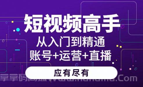 短视频高手实操课：从入门到精通，账号+运营+直播，应有尽有